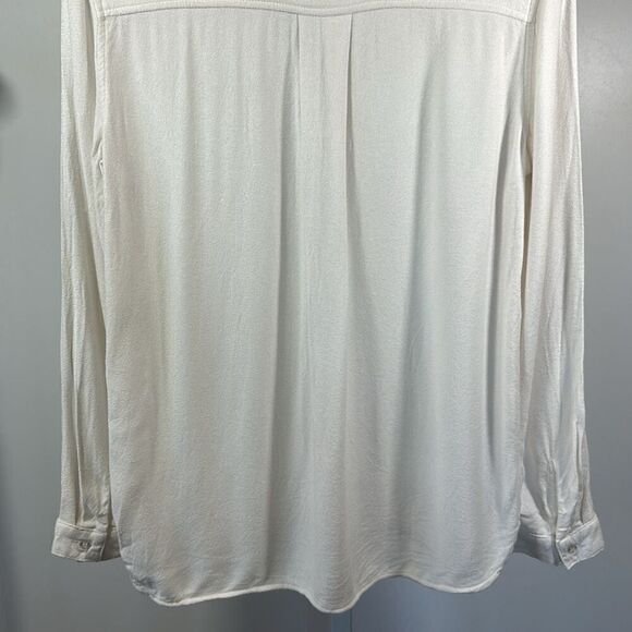 BELLA DAHL Women's Classic Long Sleeve Button Down Blouse White Size Small - Picture 8 of 12